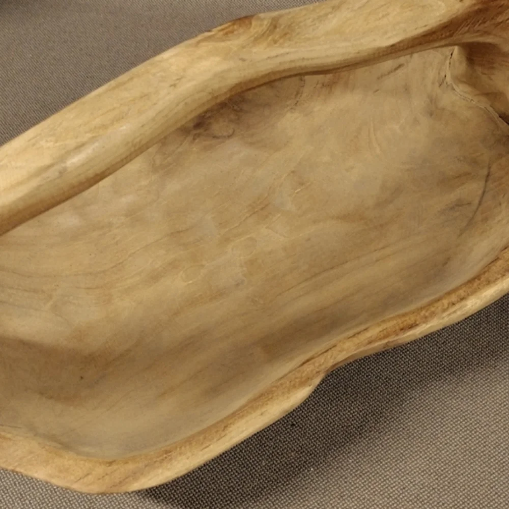 Rustic carved teak tray/basket
